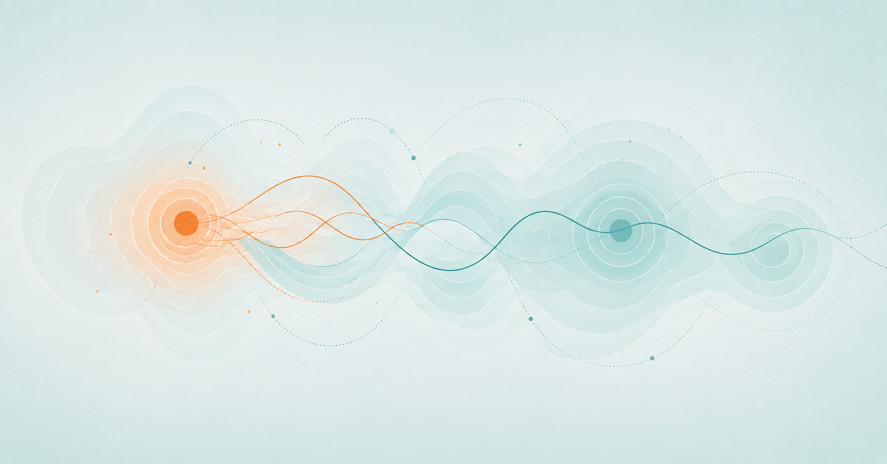 Abstract orange-to-teal waveforms showing the nervous system shifting between activation, recovery, and adaptation.